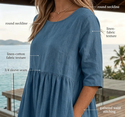 WOMEN'S CASUAL SUMMER PLEATED LINEN MAXI DRESS