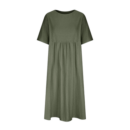 WOMEN'S CASUAL SUMMER PLEATED LINEN MAXI DRESS