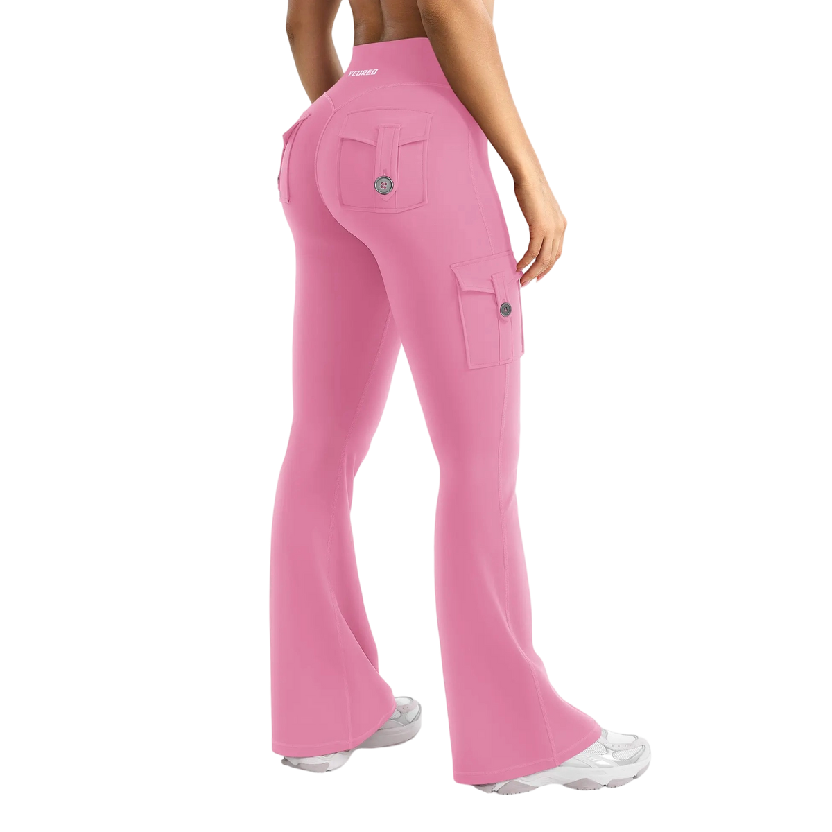Women's Workout Flare Leggings with Pockets Hidden Scrunch High Waisted Cargo Gym Yoga