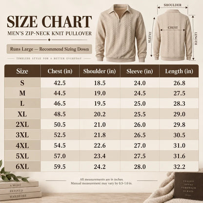 🔥 BESTSELLER | 6PCS $24.63 | Men's Textured Half-Zip Polo Sweater