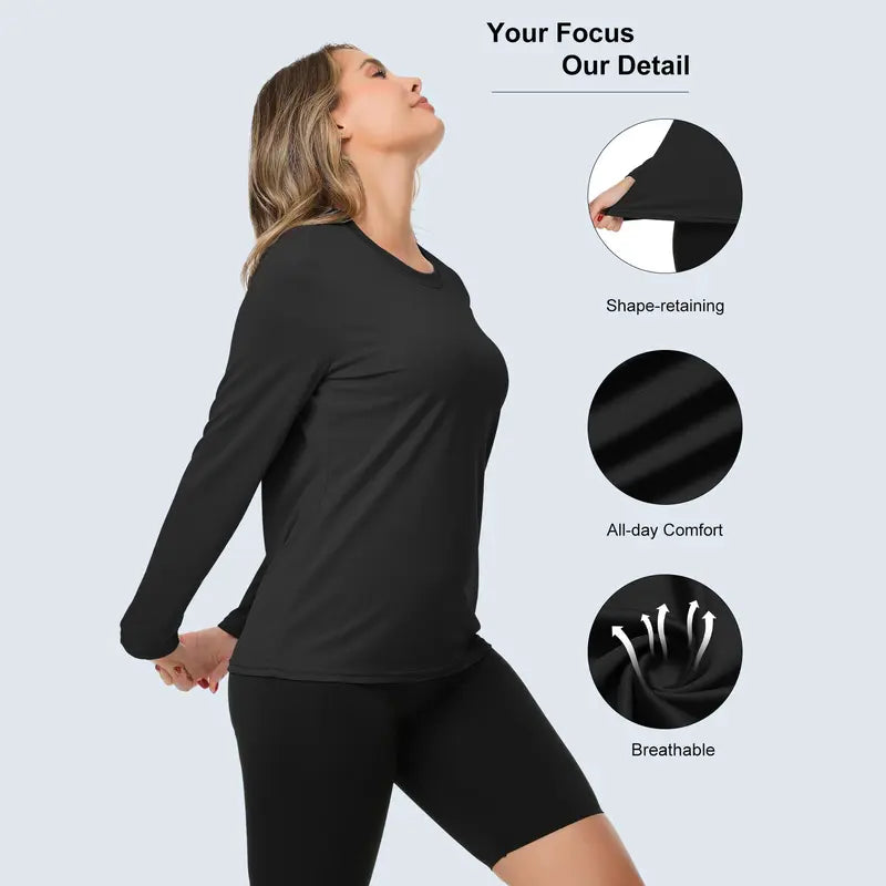Women’s Long Sleeve Workout Top – Breathable & Quick-Dry Sports Shirt