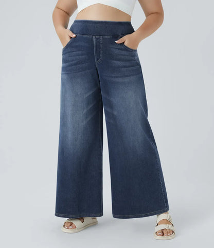 🔥 Black Friday SALE-Stretchy Pull-On Wide-Leg Knit Jeans