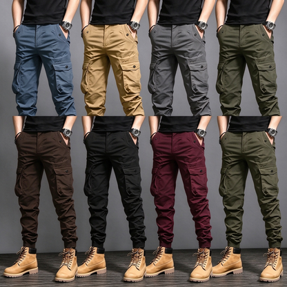 Men's Multi-Color Cargo Joggers — Multi-Pocket Tactical Casual Long Pants