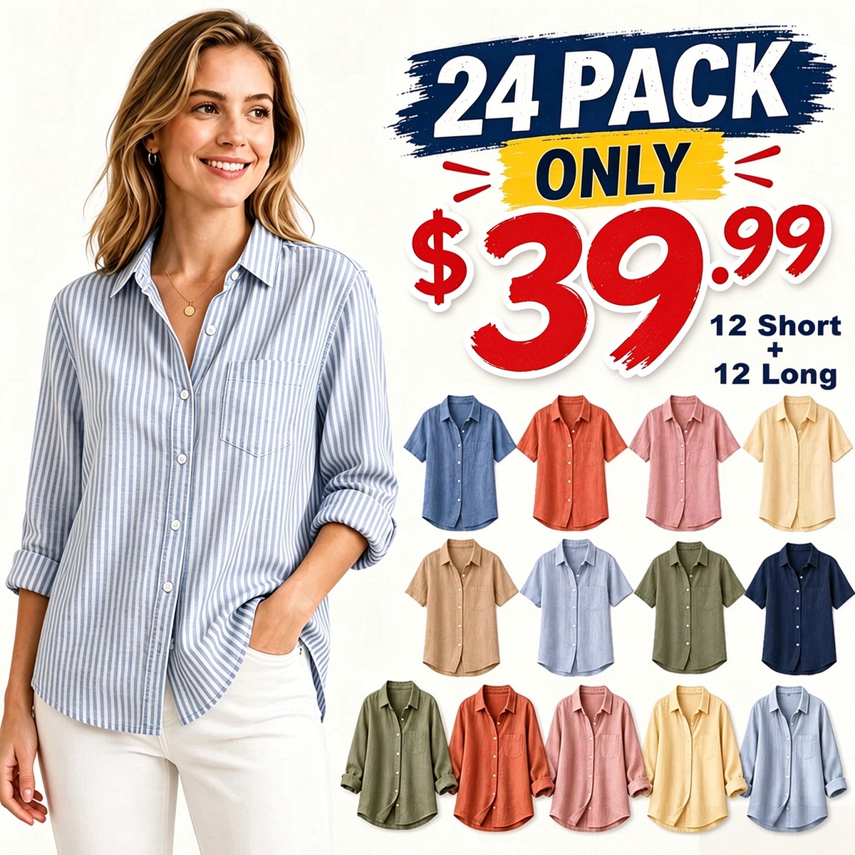 ⏰Clearance Sale⚡Women's Lightweight & Breathable Linen Shirt (Short-Sleeve / Long-Sleeve)