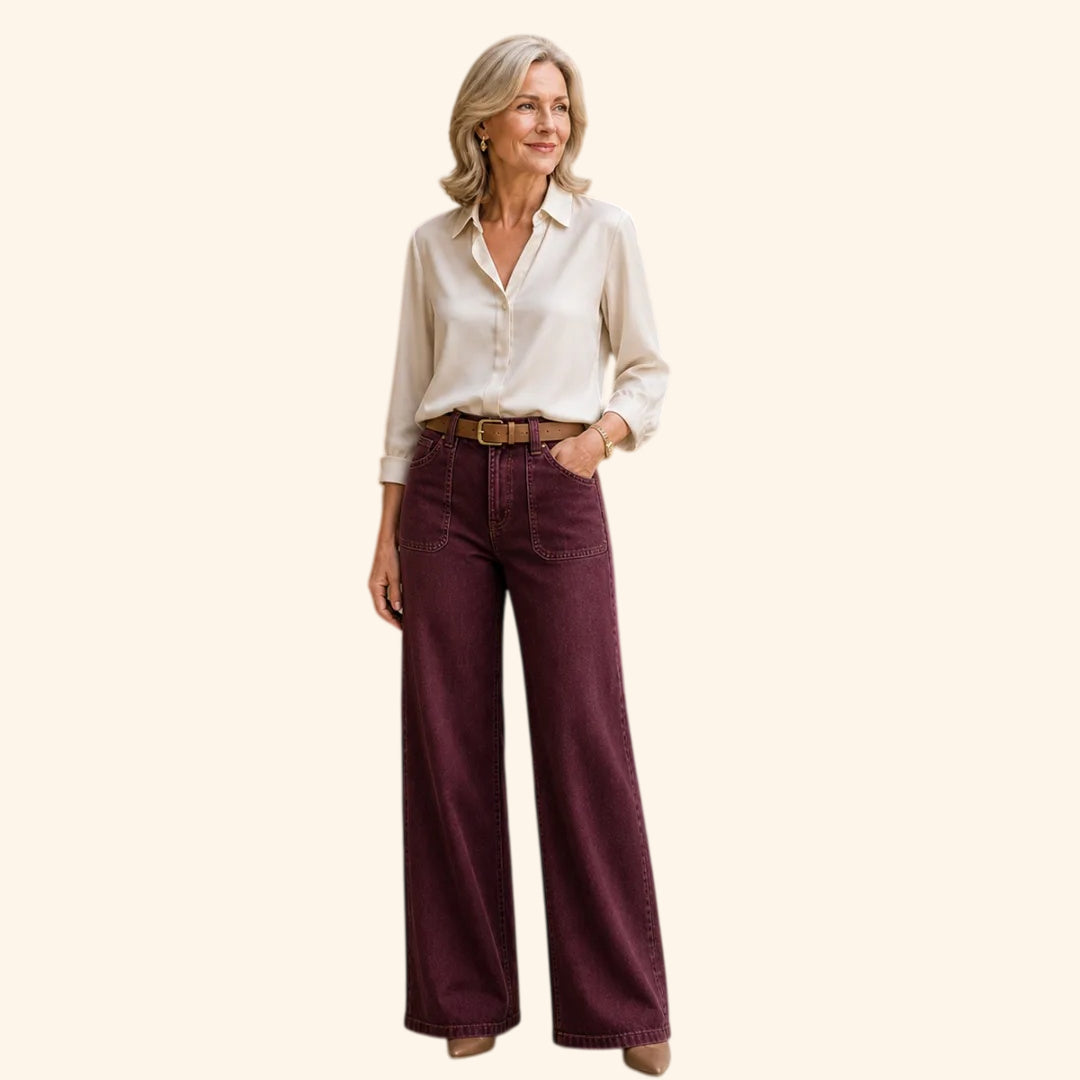 ⏰Clearance Sale⚡Women's Wide-Leg Jeans with Patch Pockets & Relaxed Fit