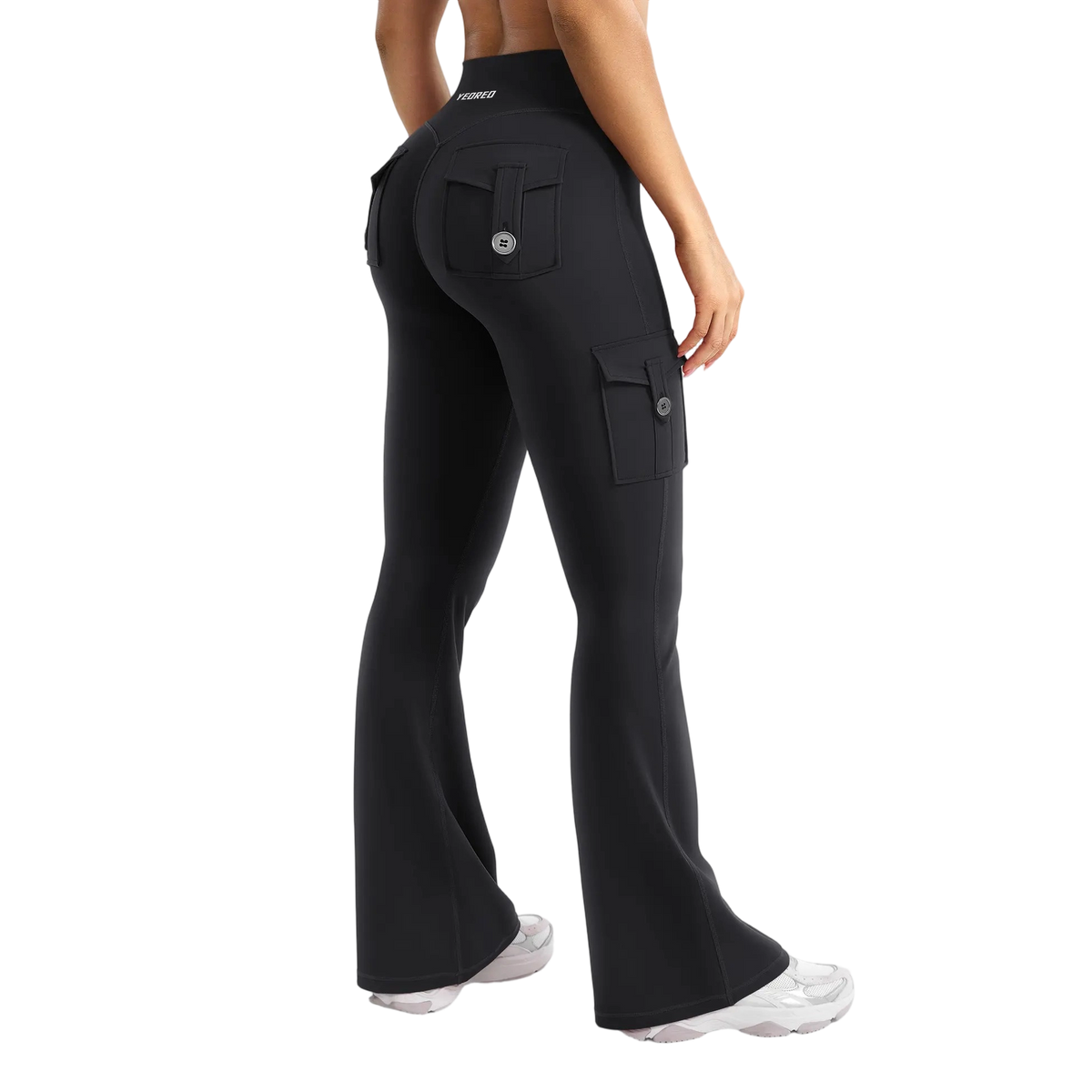 Women's Workout Flare Leggings with Pockets Hidden Scrunch High Waisted Cargo Gym Yoga