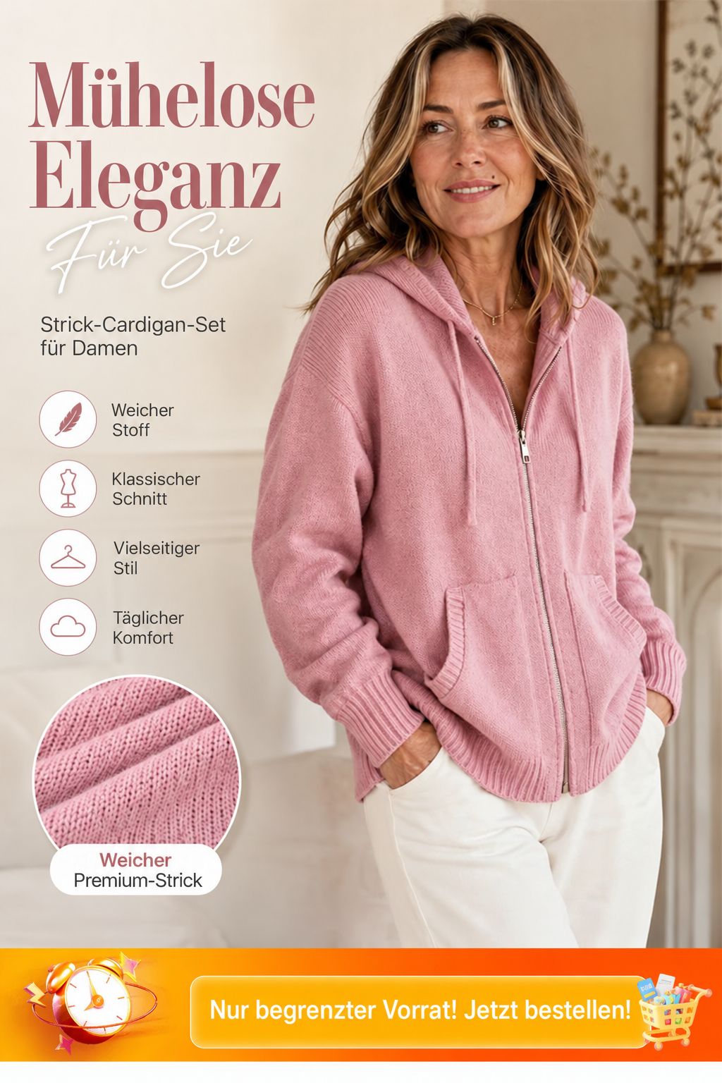 🌸 Women's Long-Sleeve Knit Cardigan with Relaxed Fit & Hood