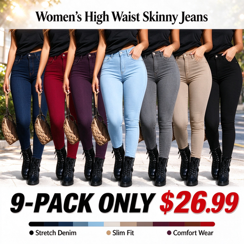 Women's Button-Fly Skinny Pants with Pockets