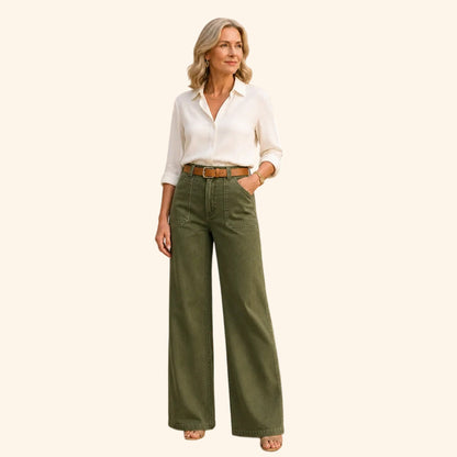 ⏰Clearance Sale⚡Women's Wide-Leg Jeans with Patch Pockets & Relaxed Fit