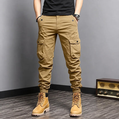 Men's Multi-Color Cargo Joggers — Multi-Pocket Tactical Casual Long Pants
