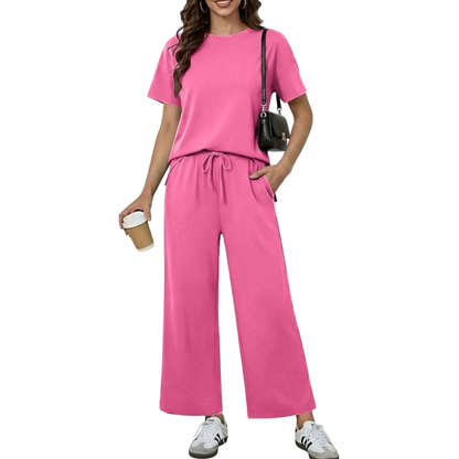 2 Piece Sets for Women - Soft Short Sleeve Matching Lounge Set
