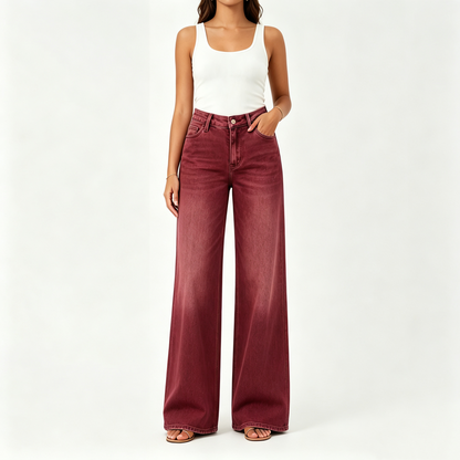 "Rise Baggy Stretchy Wide Leg Jeans"