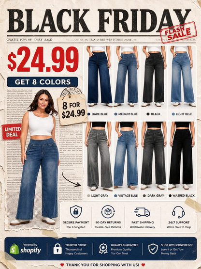🔥 Black Friday SALE-Stretchy Pull-On Wide-Leg Knit Jeans