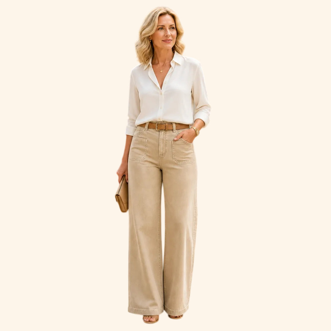 ⏰Clearance Sale⚡Women's Wide-Leg Jeans with Patch Pockets & Relaxed Fit
