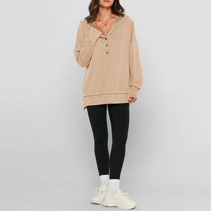 Womens Hoodie Oversized Button Up Sweatshirt