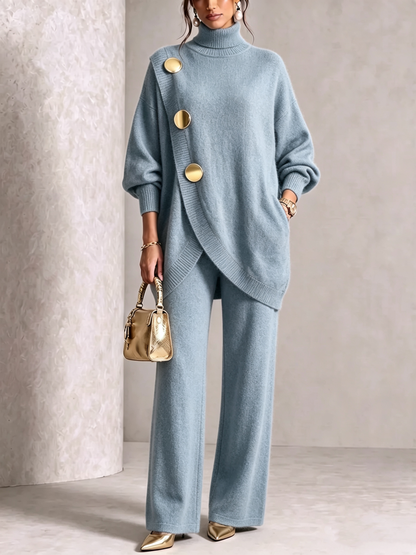 💥 Elegant Knit Asymmetrical Button Set
