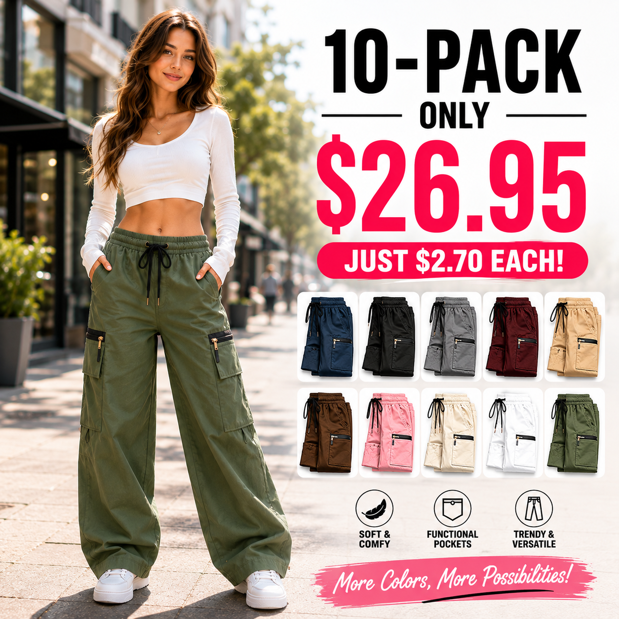 ⚡FINAL SALE 🔥Women's lightweight loose cargo pants with multiple pockets