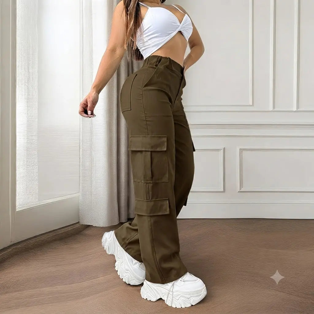 Women's Straight Leg Multi-Pocket Cargo Work Pants
