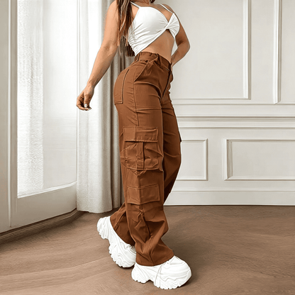 Women's Straight Leg Multi-Pocket Cargo Work Pants