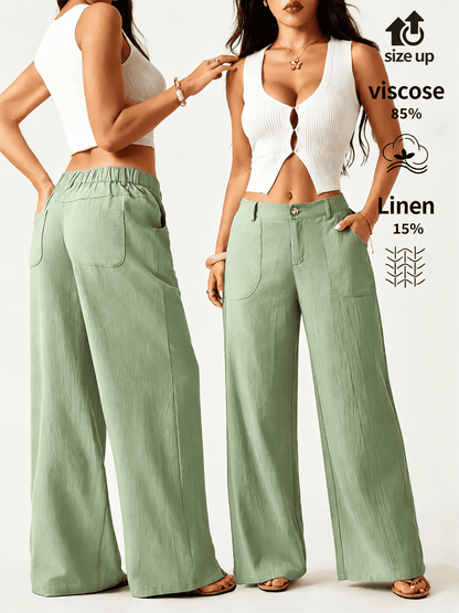 Women's High Waist Linen Palazzo Wide Leg Pants