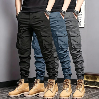 Men's Multi-Color Cargo Joggers — Multi-Pocket Tactical Casual Long Pants