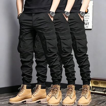 Men's Multi-Color Cargo Joggers — Multi-Pocket Tactical Casual Long Pants