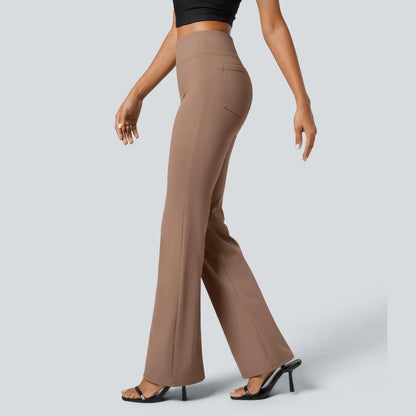 Women's Flex High Waisted Back Side Pocket Slight Flare Work Pants