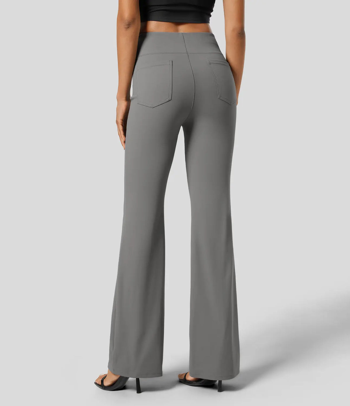 Women's Flex High Waisted Back Side Pocket Slight Flare Work Pants