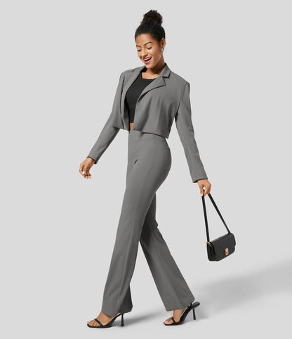 Women's Flex High Waisted Back Side Pocket Slight Flare Work Pants
