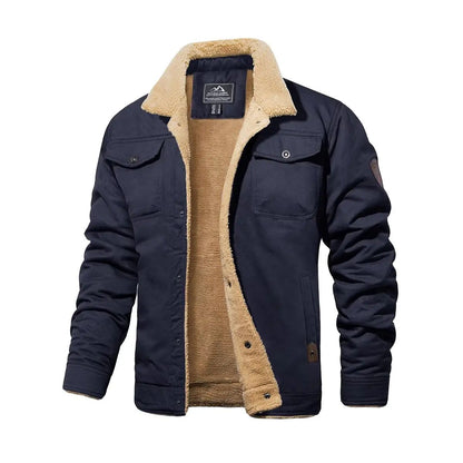 Men's Sherpa Lined Soft Fabric Longsleeves Winter Trucker Cargo Jacket