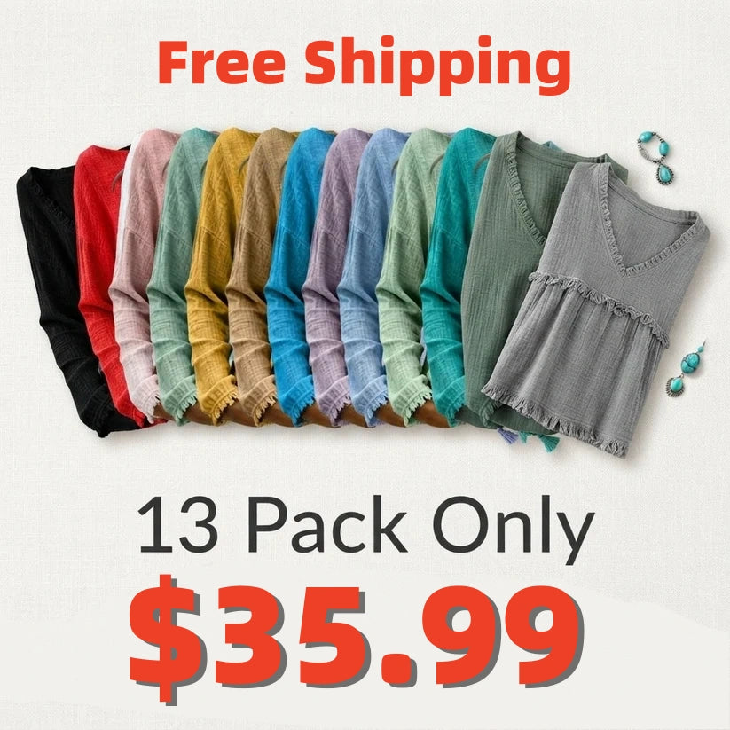 Women's Boho V Neck Long Sleeve Fringe Top Plus Size