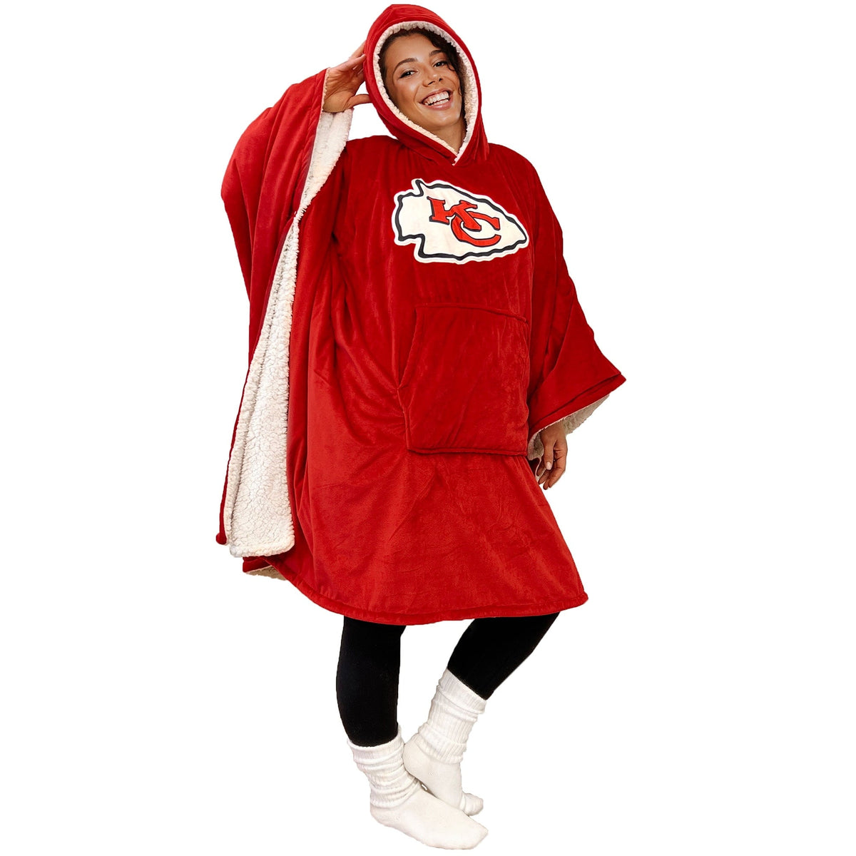Final Clearance - 60" x 80" Wearable Hooded Blanket with Logo Patch