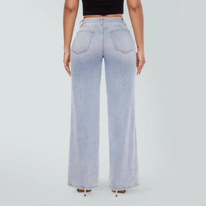 "Rise Baggy Stretchy Wide Leg Jeans"