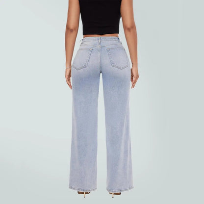 "Rise Baggy Stretchy Wide Leg Jeans"