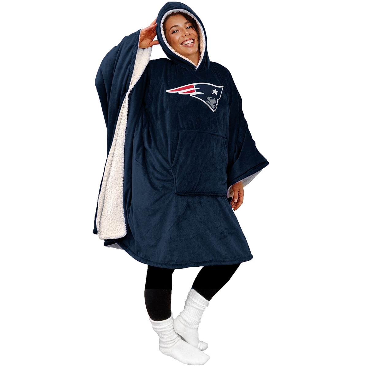 Final Clearance - 60" x 80" Wearable Hooded Blanket with Logo Patch