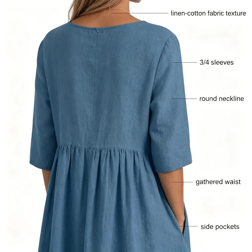WOMEN'S CASUAL SUMMER PLEATED LINEN MAXI DRESS