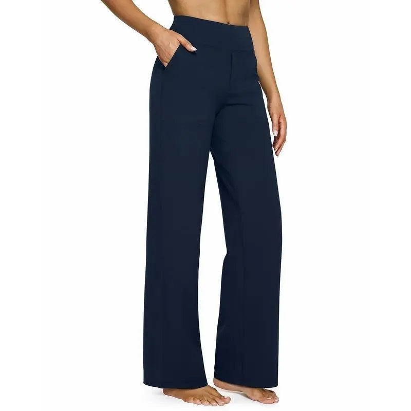 "💘Women's High-Waist Wide Leg Pants – Business Casual Yoga Dress Pants with Pockets"