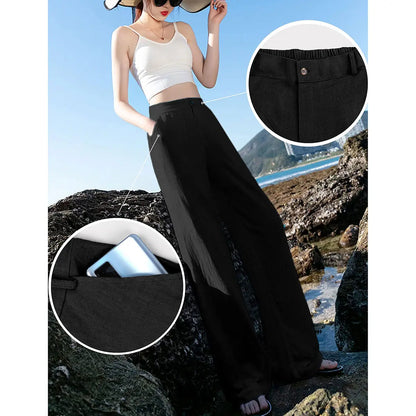 ⚡LAST 2 DAYS⚡- Women's Casual High Waist Linen Wide Leg Trousers