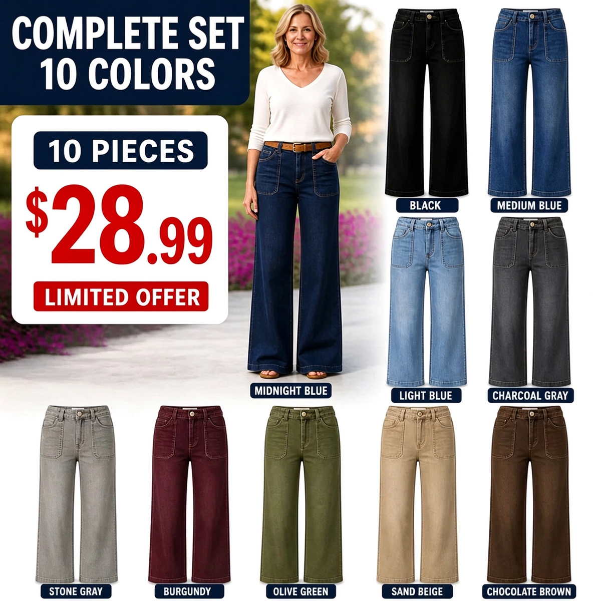 ⏰Clearance Sale⚡Women's Wide-Leg Jeans with Patch Pockets & Relaxed Fit