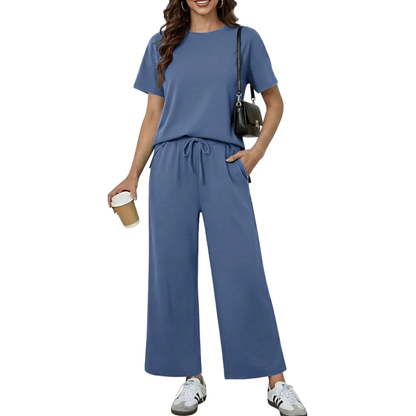 2 Piece Sets for Women - Soft Short Sleeve Matching Lounge Set