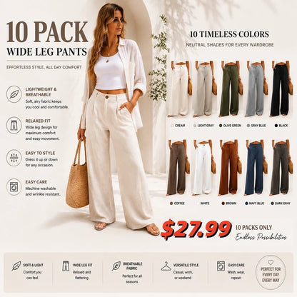 ⚡LAST 2 DAYS⚡- Women's Casual High Waist Linen Wide Leg Trousers