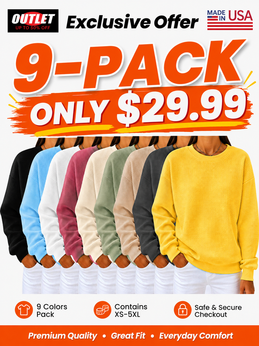 CLEARANCE SALE🔥Women's Waffle Knit Crewneck Sweatshirt