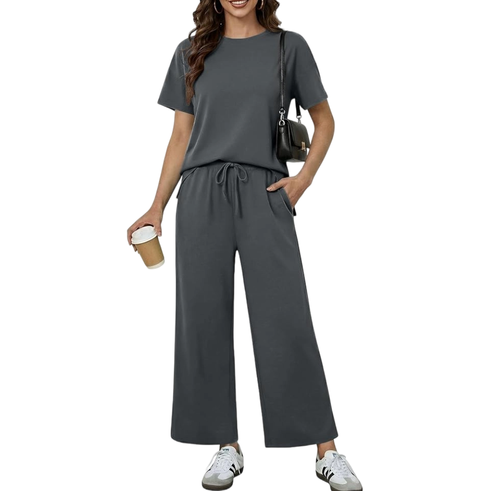 2 Piece Sets for Women - Soft Short Sleeve Matching Lounge Set