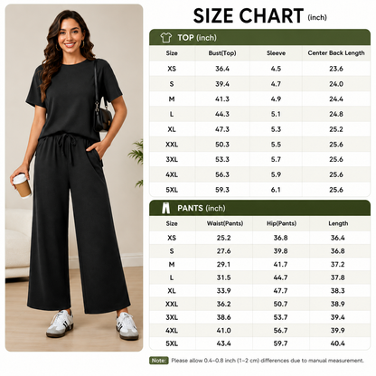 2 Piece Sets for Women - Soft Short Sleeve Matching Lounge Set