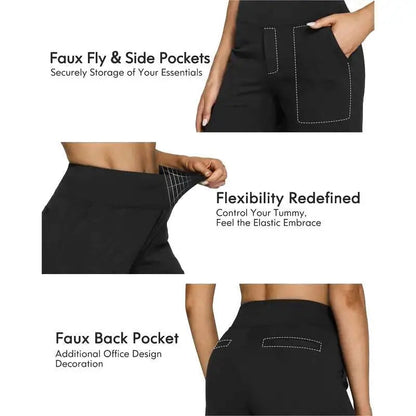 "💘Women's High-Waist Wide Leg Pants – Business Casual Yoga Dress Pants with Pockets"