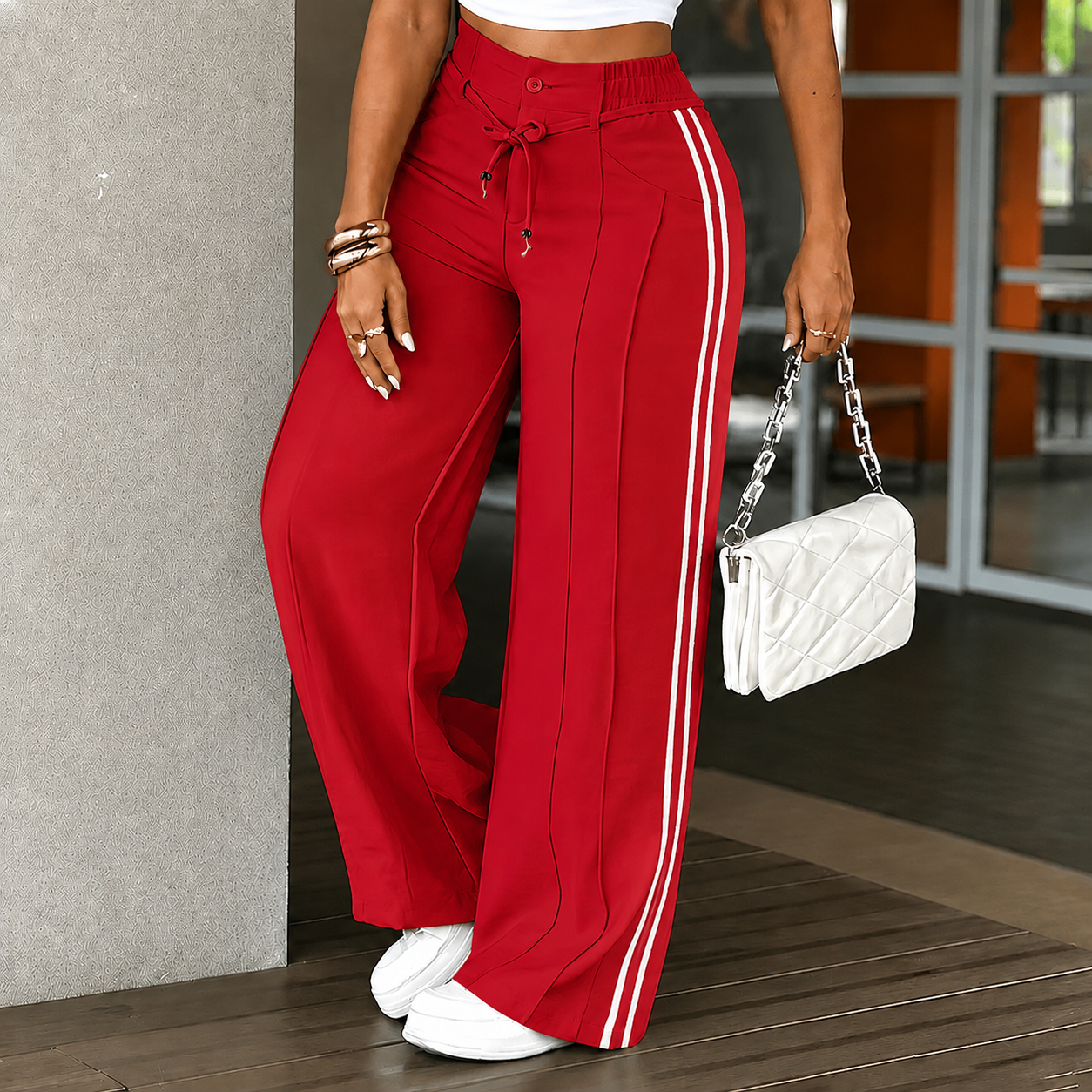 👖Seasonal Style - High-Rise Drawstring Pants