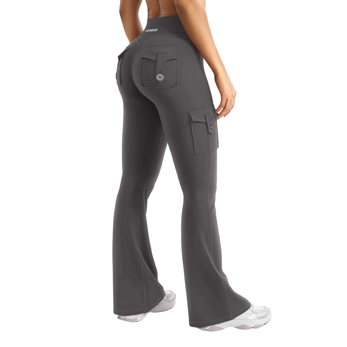 Women's Workout Flare Leggings with Pockets Hidden Scrunch High Waisted Cargo Gym Yoga