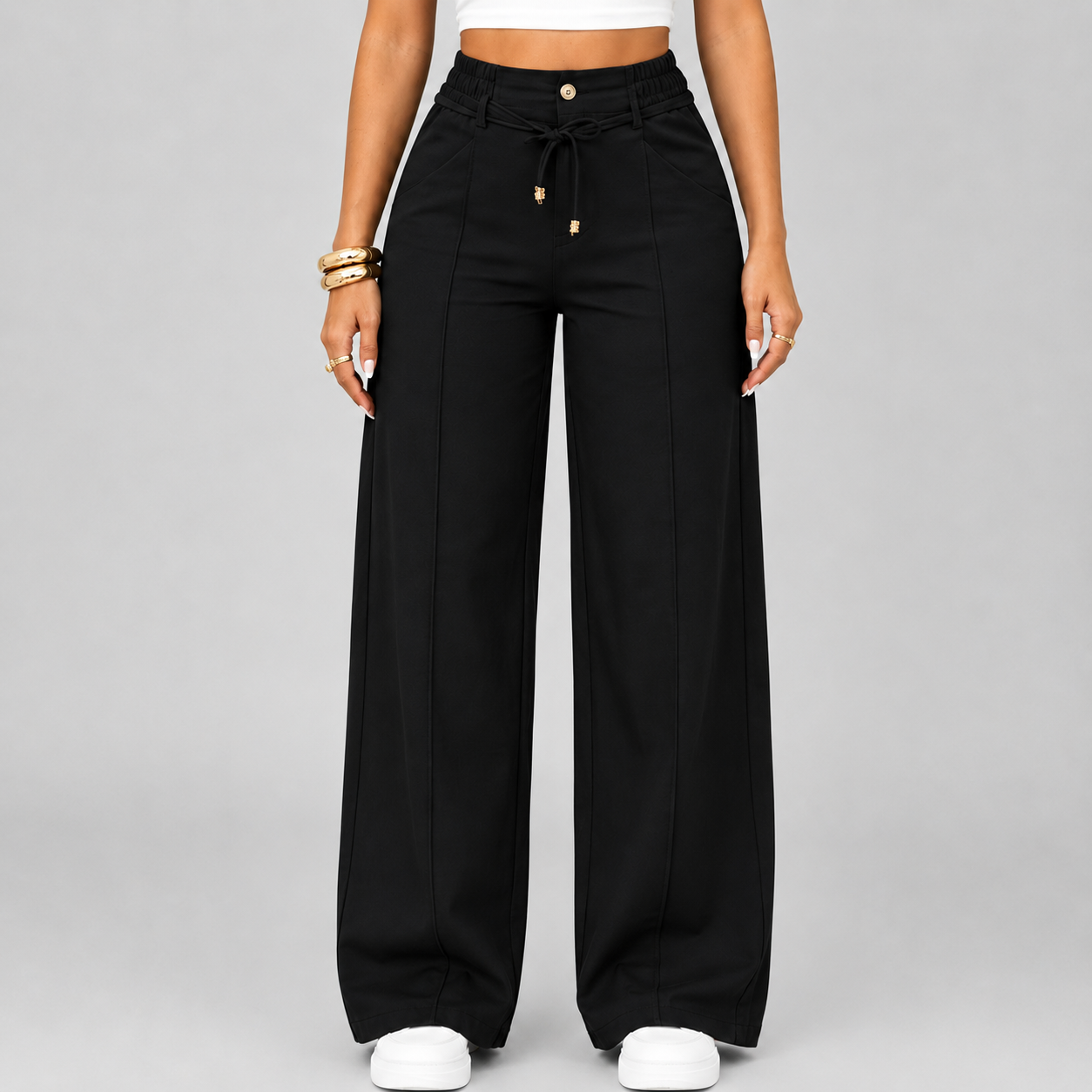 ⚡New Summer Drawstring High Waist Wide Leg Pants