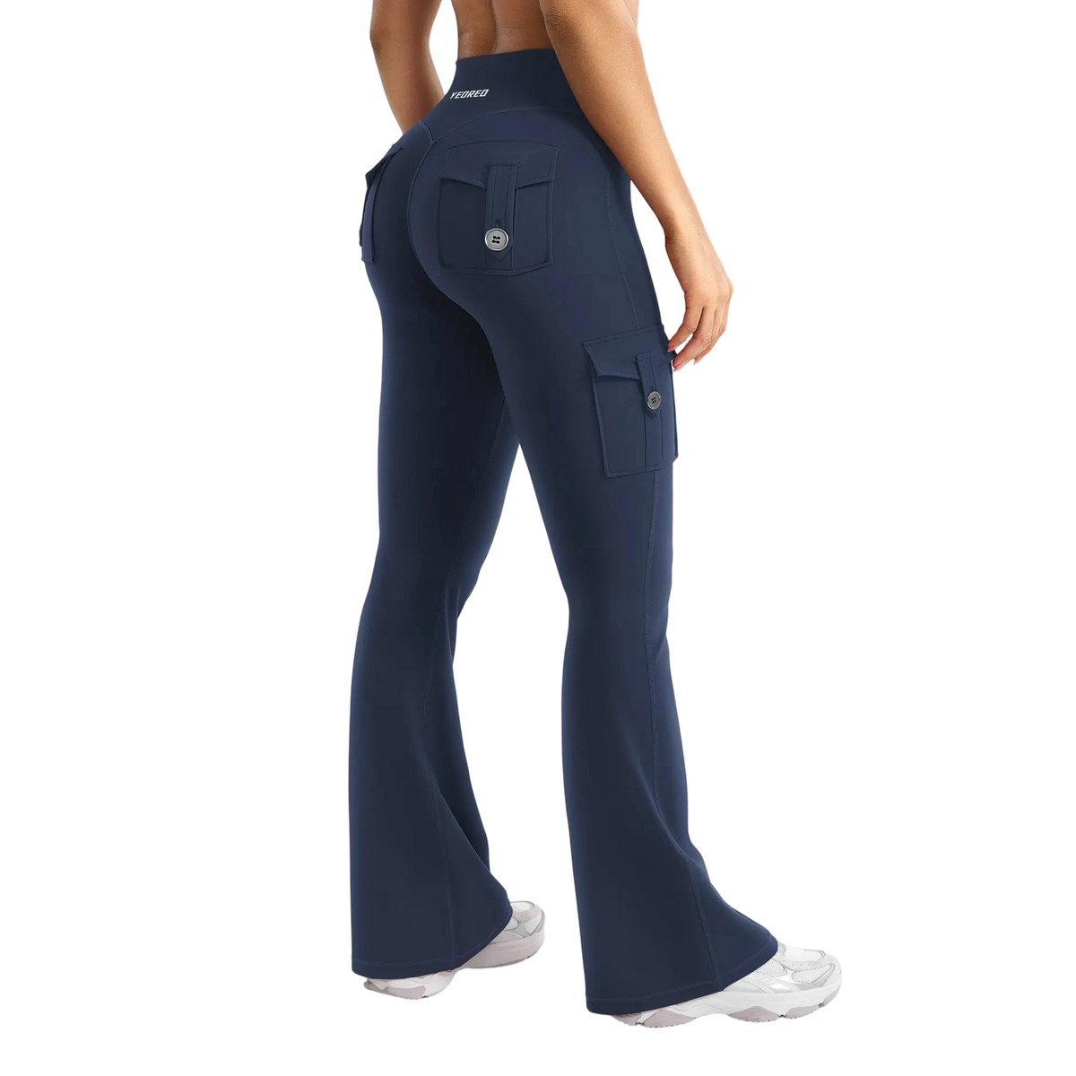 Women's Workout Flare Leggings with Pockets Hidden Scrunch High Waisted Cargo Gym Yoga