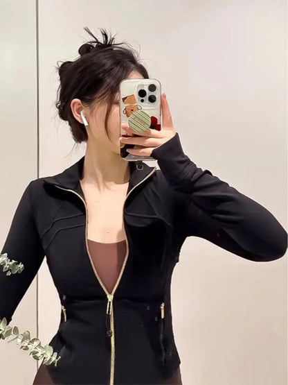 Yoga suit gold zipper version women's yoga jacket